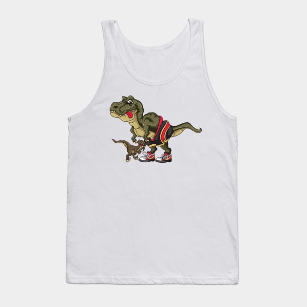 Funny Trex Trying to Tie Laces Velociraptor Tank Top by ghsp
